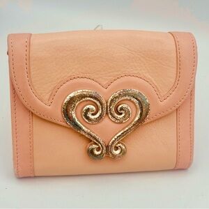 Brighton Genoa Heart Leather Flap Crossbody Bag, Pink Nude, No Strap.